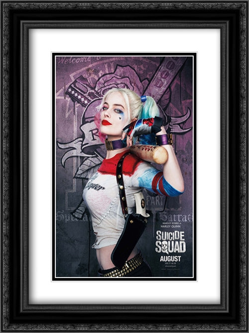 Suicide Squad 18x24 Black Ornate Wood Framed Movie Poster with Double Matting