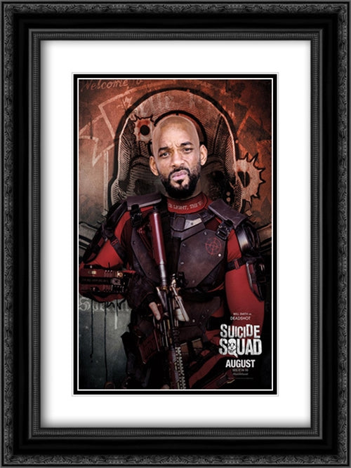 Suicide Squad 18x24 Black Ornate Wood Framed Movie Poster with Double Matting