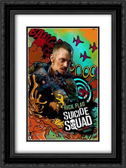 Suicide Squad 18x24 Black Ornate Wood Framed Movie Poster with Double Matting