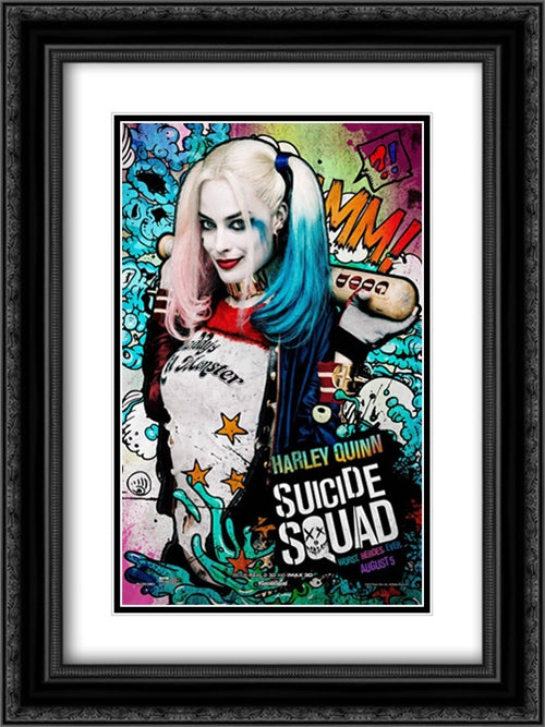 Suicide Squad 18x24 Black Ornate Wood Framed Movie Poster with Double Matting