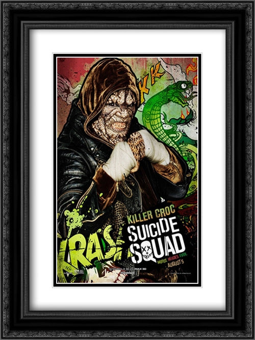 Suicide Squad 18x24 Black Ornate Wood Framed Movie Poster with Double Matting