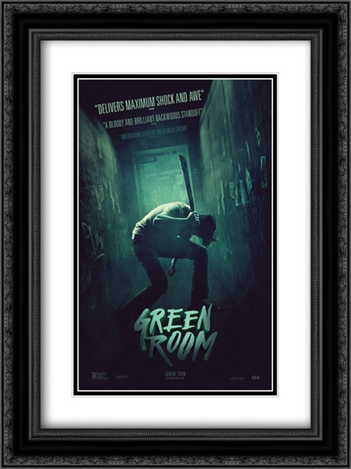 Green Room 18x24 Black Ornate Wood Framed Movie Poster with Double Matting