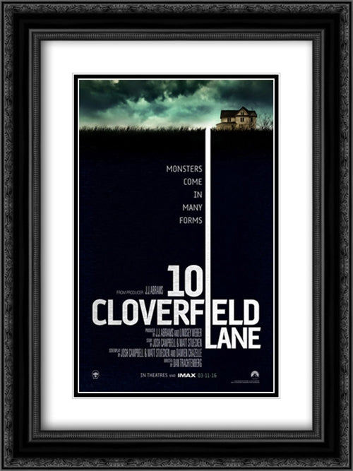 10 Cloverfield Lane 18x24 Black Ornate Wood Framed Movie Poster with Double Matting