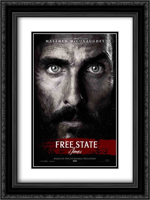 The Free State of Jones 18x24 Black Ornate Wood Framed Movie Poster with Double Matting