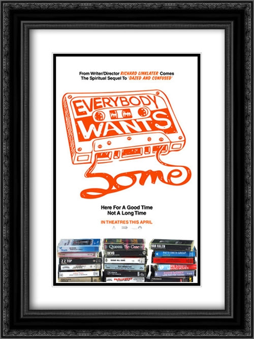 Everybody Wants Some 18x24 Black Ornate Wood Framed Movie Poster with Double Matting