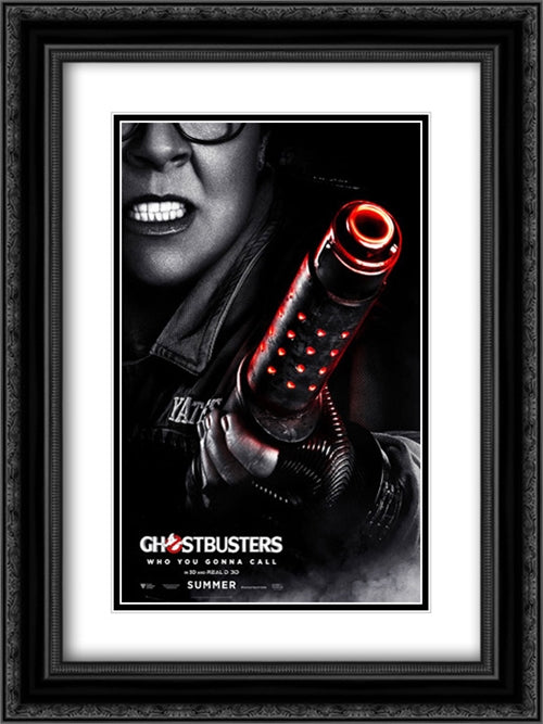 Ghostbusters 18x24 Black Ornate Wood Framed Movie Poster with Double Matting