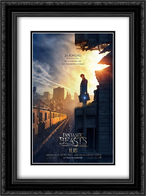 Fantastic Beasts And Where To Find Them 18x24 Black Ornate Wood Framed Movie Poster with Double Matting