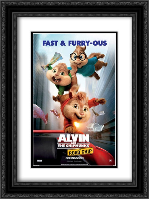 Alvin and The Chipmunks: The Road Chip 18x24 Black Ornate Wood Framed Movie Poster with Double Matting