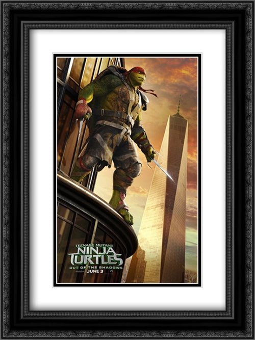 Teenage Mutant Ninja Turtles: Out of the Shadows 18x24 Black Ornate Wood Framed Movie Poster with Double Matting