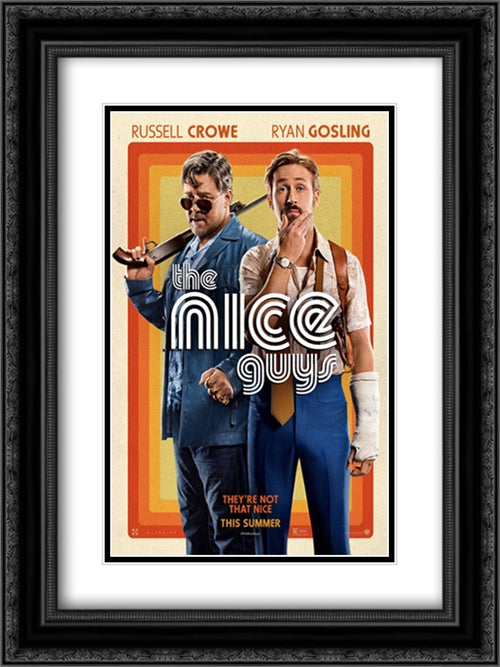The Nice Guys 18x24 Black Ornate Wood Framed Movie Poster with Double Matting