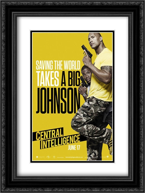Central Intelligence 18x24 Black Ornate Wood Framed Movie Poster with Double Matting