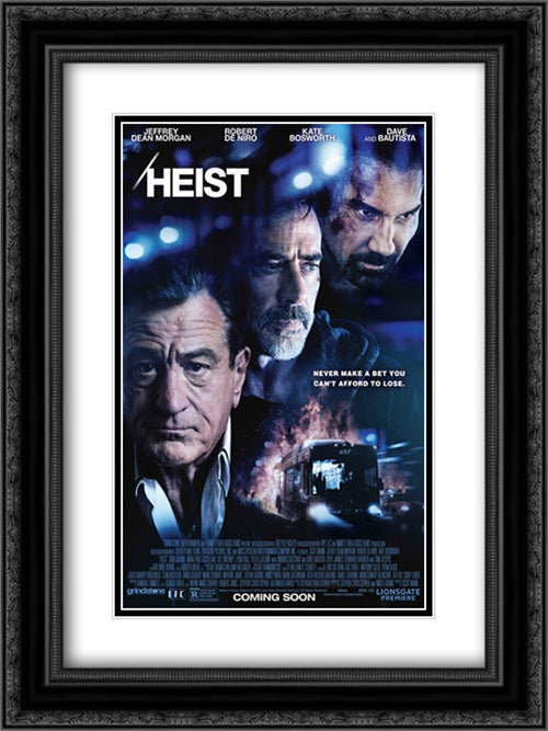 Heist 18x24 Black Ornate Wood Framed Movie Poster with Double Matting