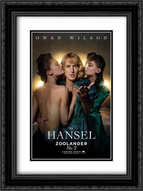 Zoolander 2 18x24 Black Ornate Wood Framed Movie Poster with Double Matting