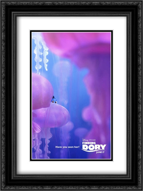 Finding Dory 18x24 Black Ornate Wood Framed Movie Poster with Double Matting