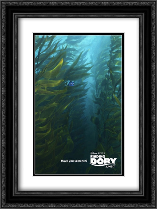 Finding Dory 18x24 Black Ornate Wood Framed Movie Poster with Double Matting