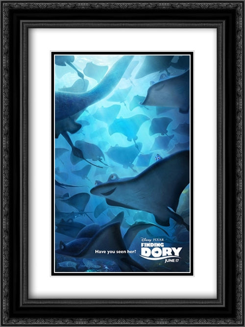Finding Dory 18x24 Black Ornate Wood Framed Movie Poster with Double Matting