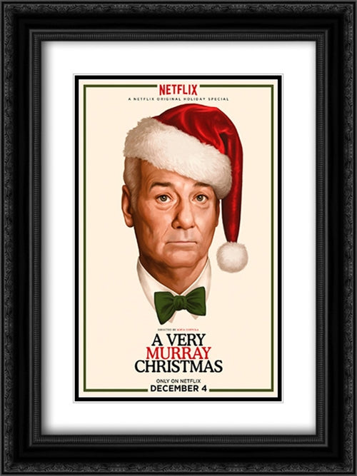 A Very Murray Christmas 18x24 Black Ornate Wood Framed Movie Poster with Double Matting