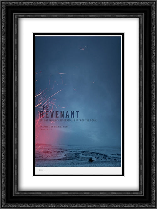The Revenant 18x24 Black Ornate Wood Framed Movie Poster with Double Matting