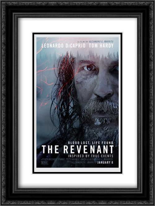 The Revenant 18x24 Black Ornate Wood Framed Movie Poster with Double Matting