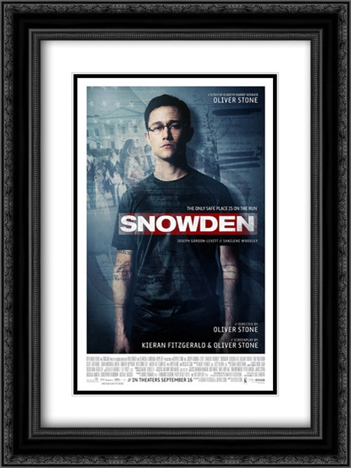 Snowden 18x24 Black Ornate Wood Framed Movie Poster with Double Matting