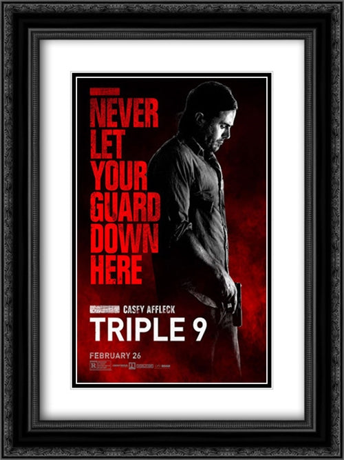 Triple 9 18x24 Black Ornate Wood Framed Movie Poster with Double Matting