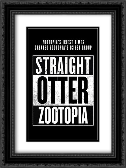 Zootopia 18x24 Black Ornate Wood Framed Movie Poster with Double Matting