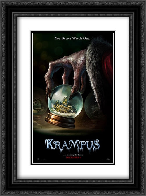 Krampus 18x24 Black Ornate Wood Framed Movie Poster with Double Matting