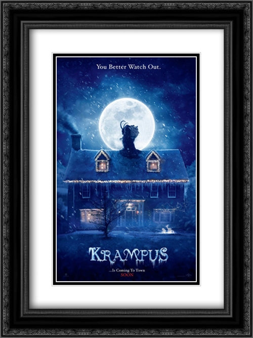 Krampus 18x24 Black Ornate Wood Framed Movie Poster with Double Matting
