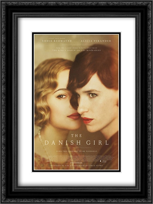 The Danish Girl 18x24 Black Ornate Wood Framed Movie Poster with Double Matting