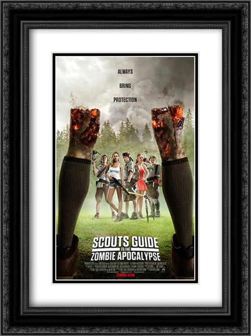 Scouts Guide to the Zombie Apocalypse 18x24 Black Ornate Wood Framed Movie Poster with Double Matting
