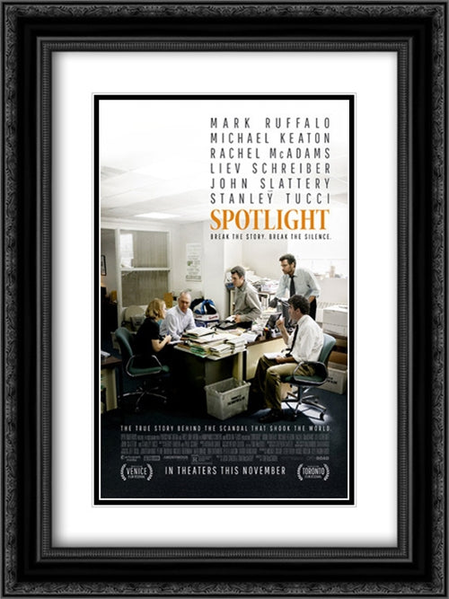 Spotlight 18x24 Black Ornate Wood Framed Movie Poster with Double Matting
