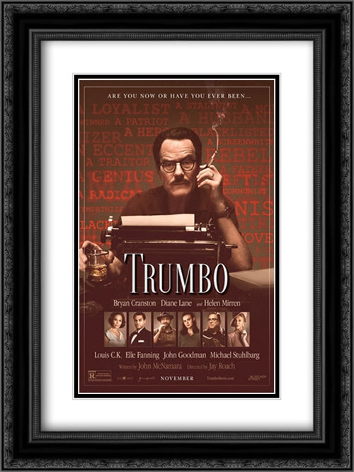 Trumbo 18x24 Black Ornate Wood Framed Movie Poster with Double Matting