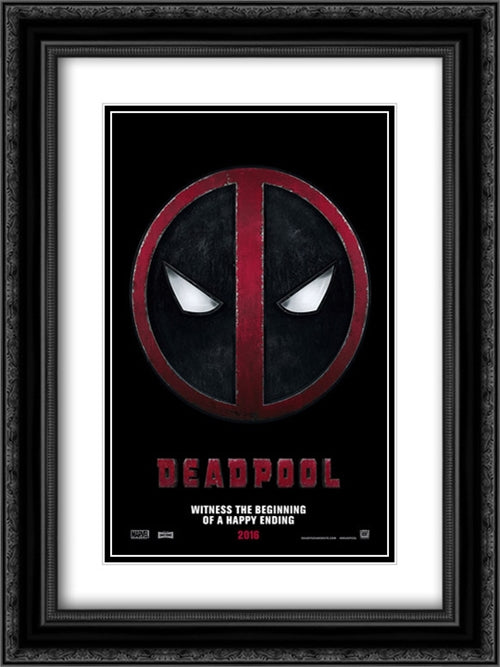Deadpool 18x24 Black Ornate Wood Framed Movie Poster with Double Matting