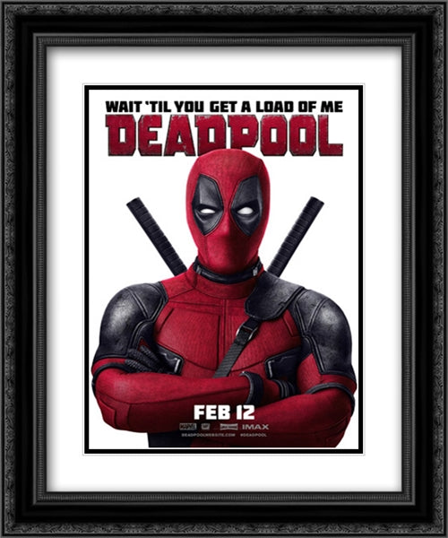 Deadpool 20x24 Black Ornate Wood Framed Movie Poster with Double Matting
