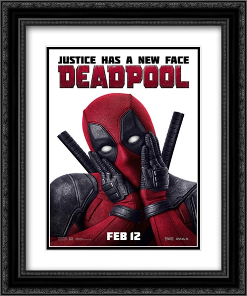 Deadpool 20x24 Black Ornate Wood Framed Movie Poster with Double Matting