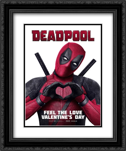Deadpool 20x24 Black Ornate Wood Framed Movie Poster with Double Matting