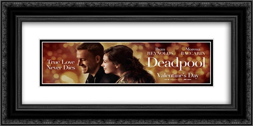 Deadpool 24x12 Black Ornate Wood Framed Movie Poster with Double Matting