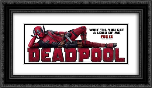 Deadpool 24x14 Black Ornate Wood Framed Movie Poster with Double Matting