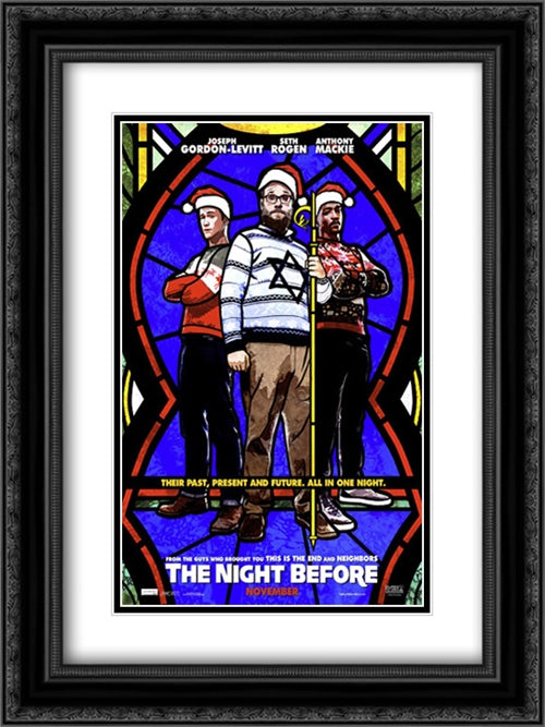 The Night Before 18x24 Black Ornate Wood Framed Movie Poster with Double Matting