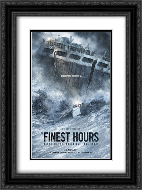The Finest Hours 18x24 Black Ornate Wood Framed Movie Poster with Double Matting