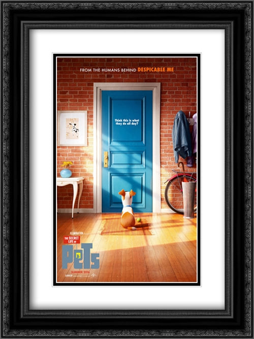 The Secret Life of Pets 18x24 Black Ornate Wood Framed Movie Poster with Double Matting