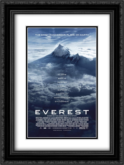 Everest 18x24 Black Ornate Wood Framed Movie Poster with Double Matting