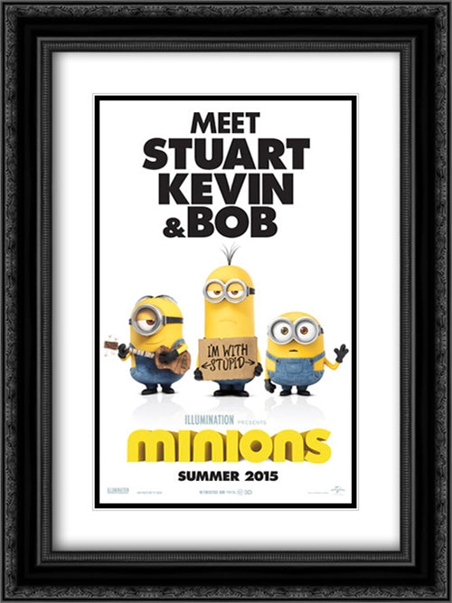 Minions 18x24 Black Ornate Wood Framed Movie Poster with Double Matting