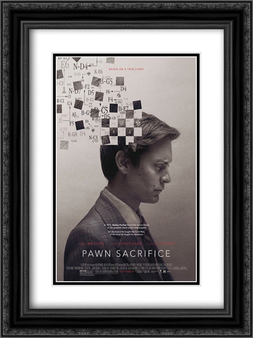 Pawn Sacrifice 18x24 Black Ornate Wood Framed Movie Poster with Double Matting