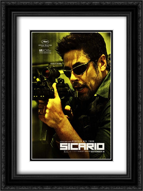 Sicario 18x24 Black Ornate Wood Framed Movie Poster with Double Matting