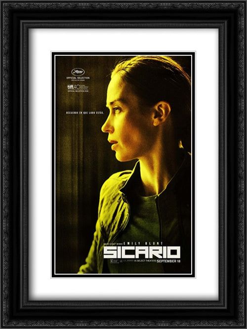 Sicario 18x24 Black Ornate Wood Framed Movie Poster with Double Matting