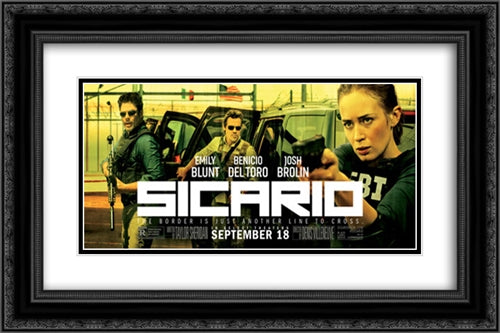 Sicario 24x16 Black Ornate Wood Framed Movie Poster with Double Matting