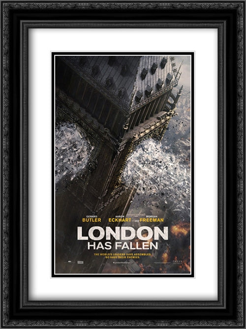 London Has Fallen 18x24 Black Ornate Wood Framed Movie Poster with Double Matting
