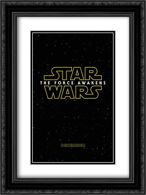 Star Wars: The Force Awakens 18x24 Black Ornate Wood Framed Movie Poster with Double Matting