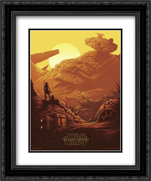 Star Wars: The Force Awakens 20x24 Black Ornate Wood Framed Movie Poster with Double Matting